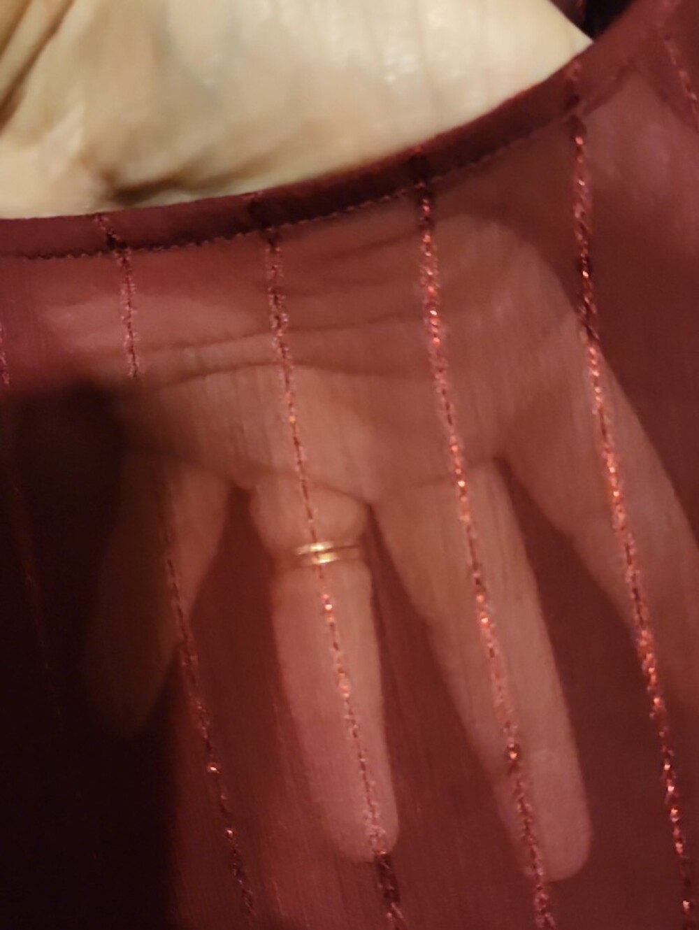a new day Burgundy Long-Sleeve Metallic Stripe Top - Picture 4 of 6